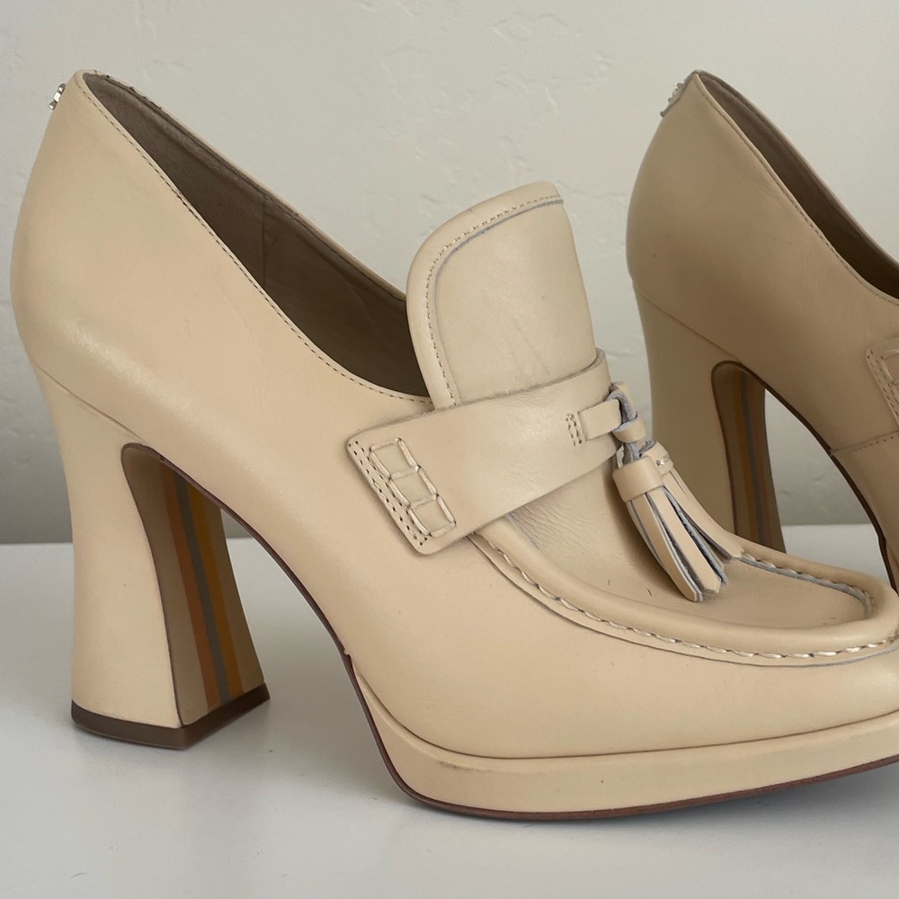 Sam Edelman Cream Heeled Loafers - Picture 14 of 14